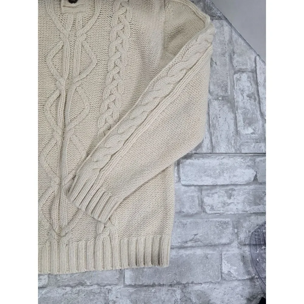 Wool Blend Cable Knit Off‎ White 14/16 Osh Kosh Knit Sweater 1/4 Button